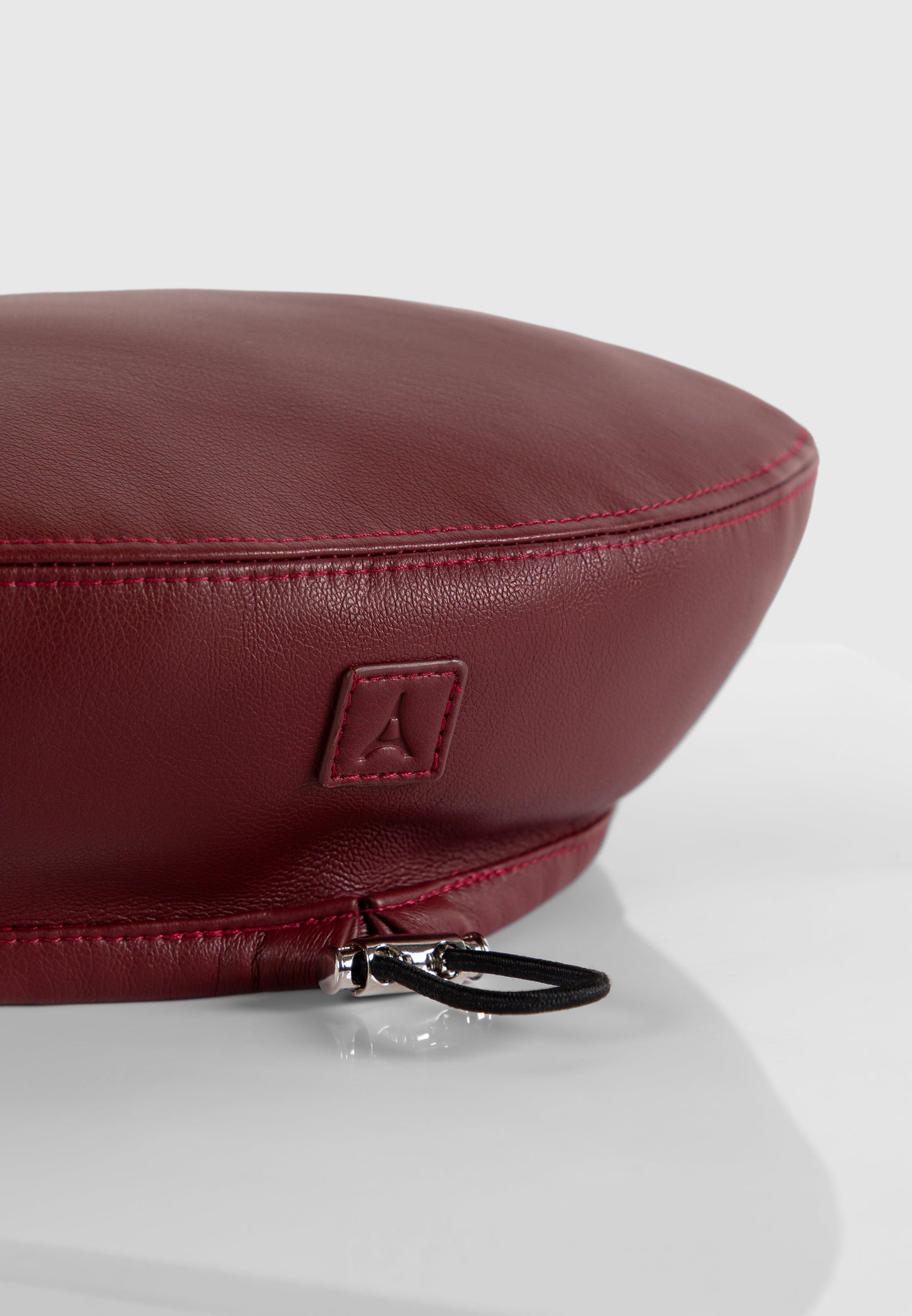 Leather Beret - Wine Red