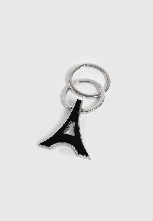 Eiffel Enamel Key Ring - Black/Silver