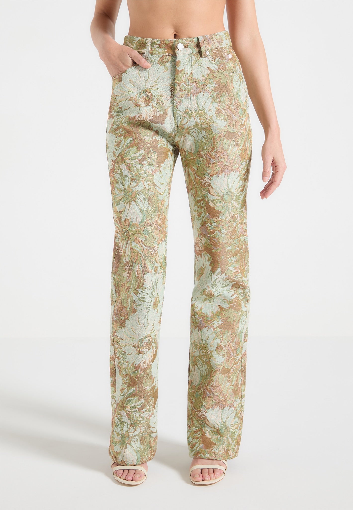 Jacquard Boyfriend Jeans - Sage