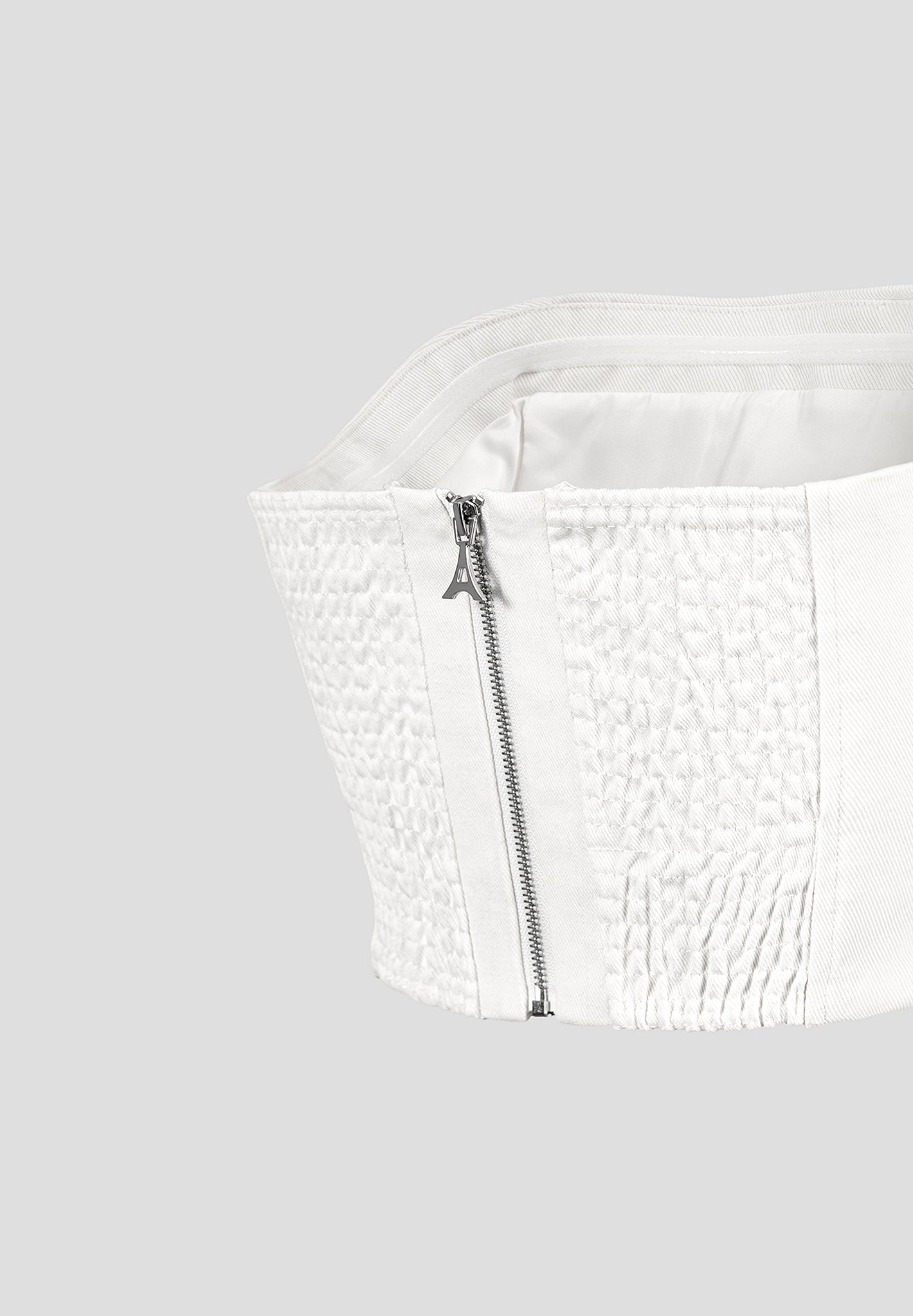 Denim Bandeau Corset Top - Off White