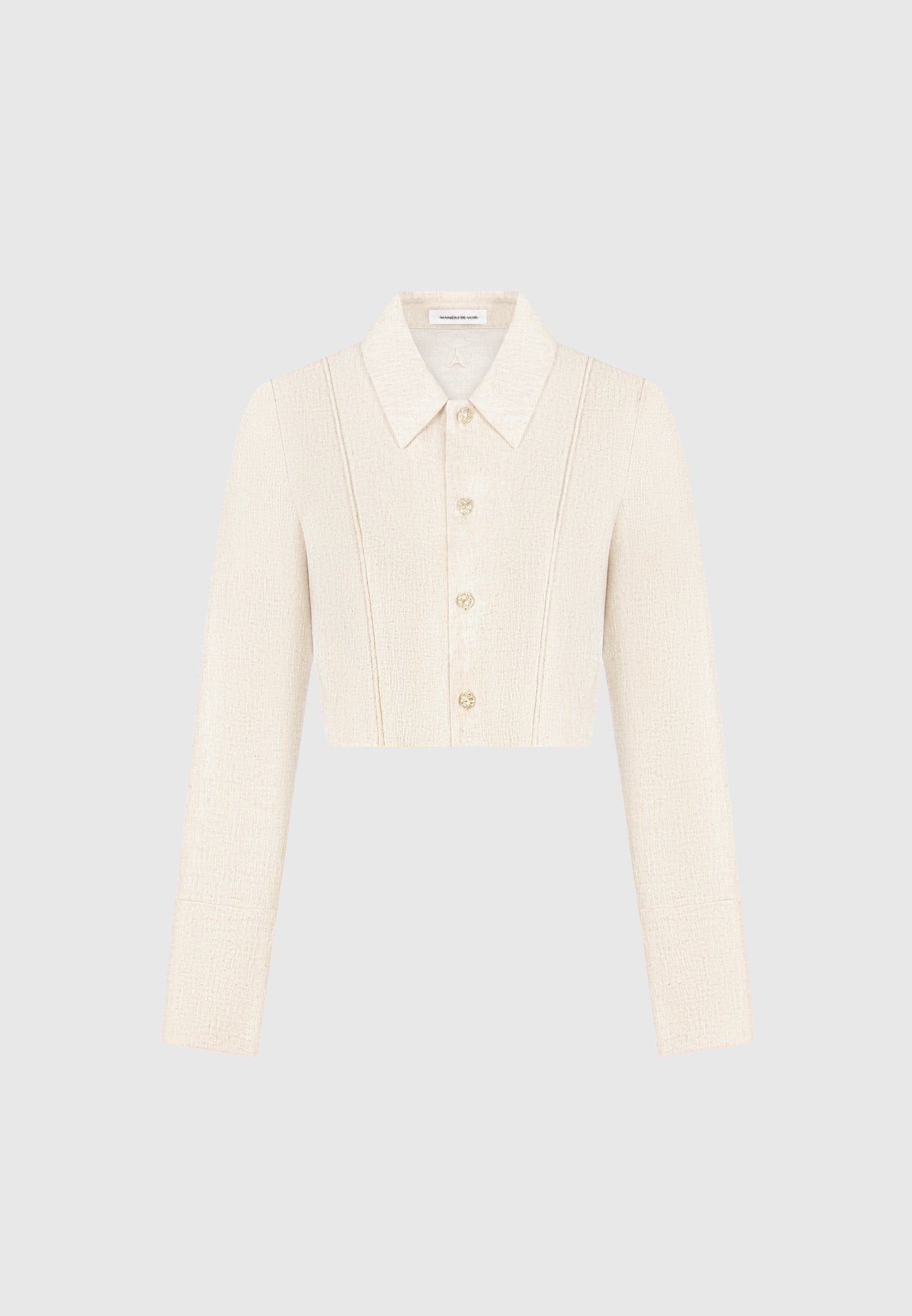 Linen Pintuck Cropped Shirt - Natural