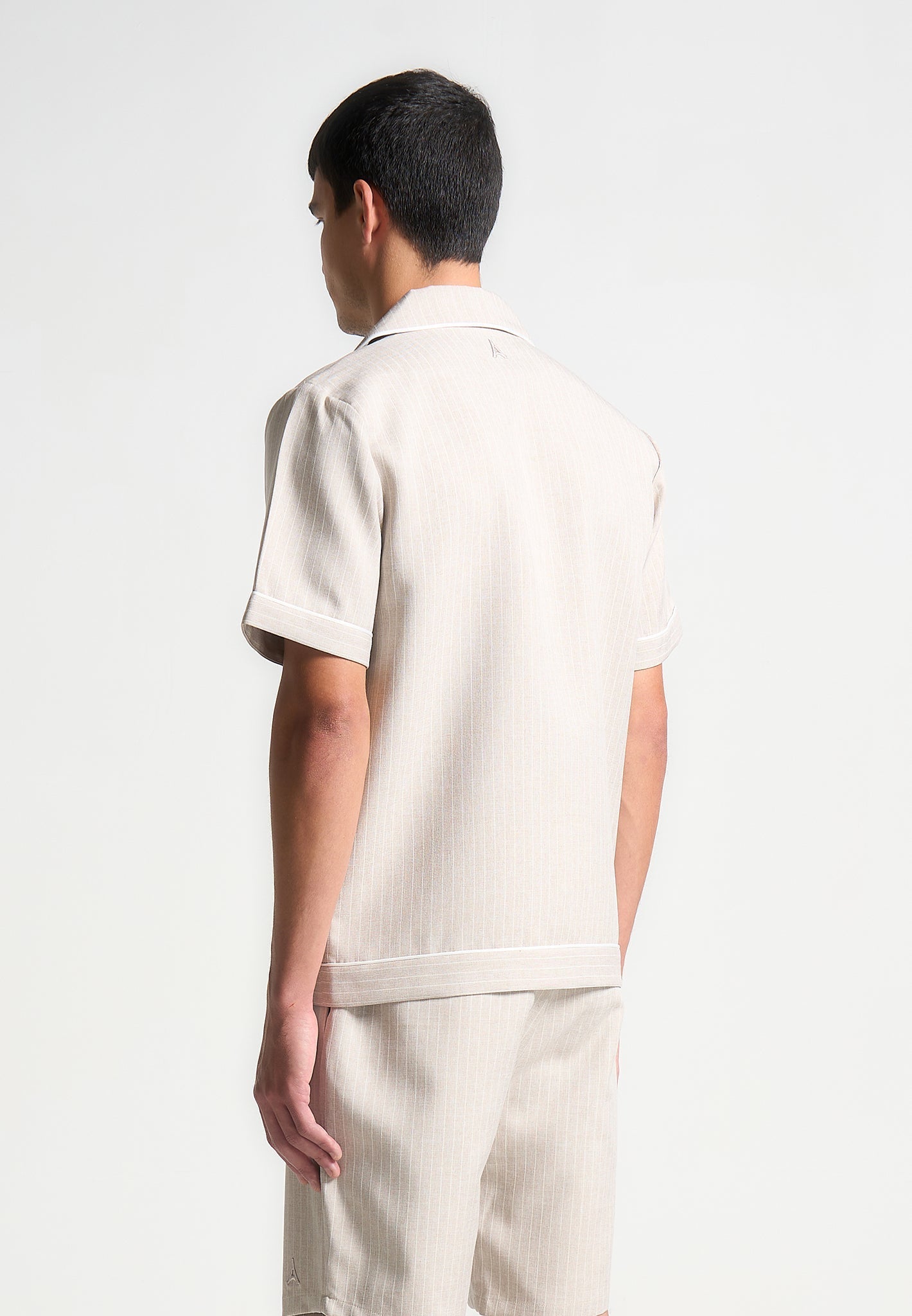 Pinstripe Revere Shirt - Beige