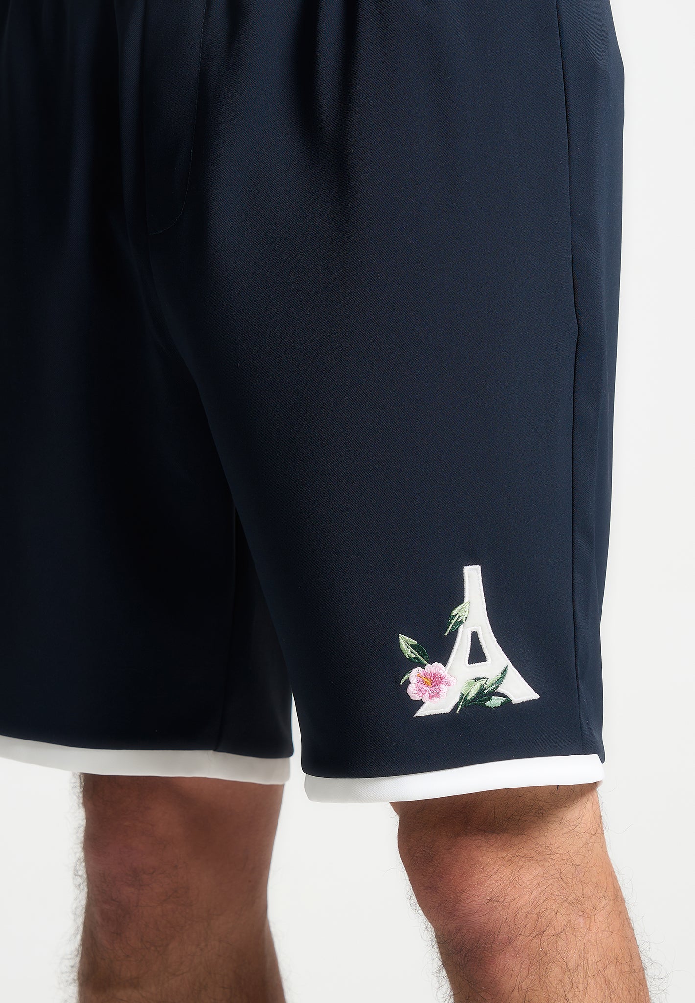 Velvet Eiffel Shorts  - Navy/White