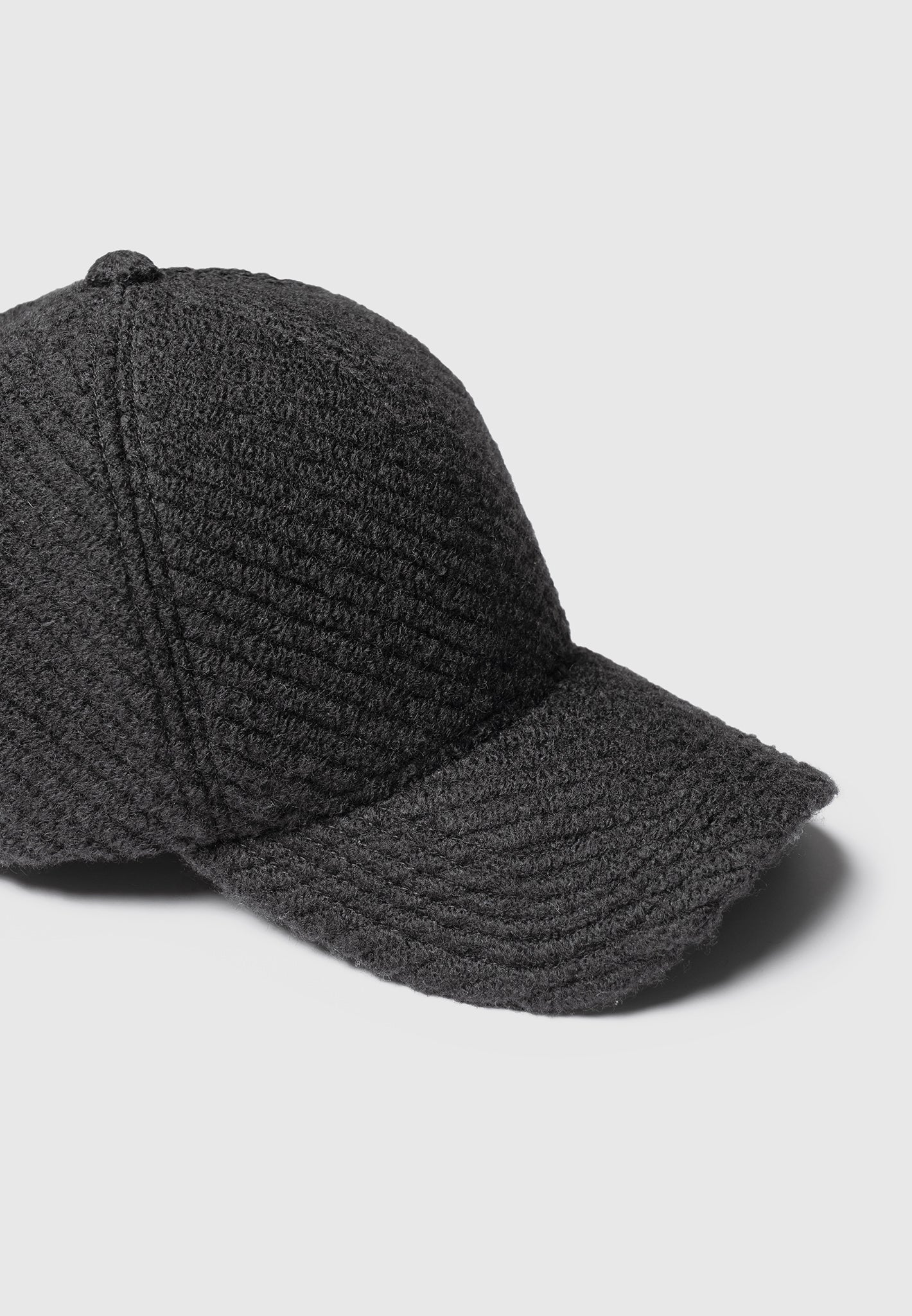 Textured Wool Twill Cap - Black